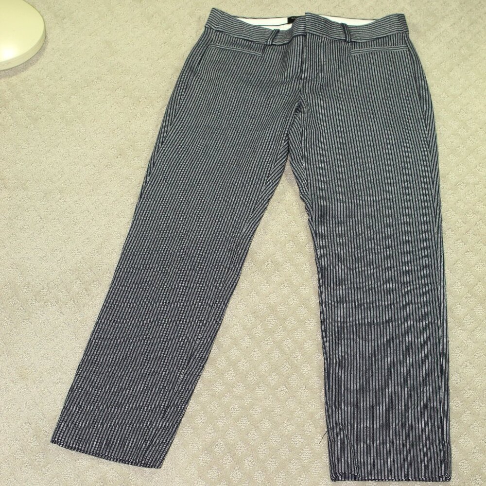 Banana Republic Size 00P Navy Blue White Striped Pants